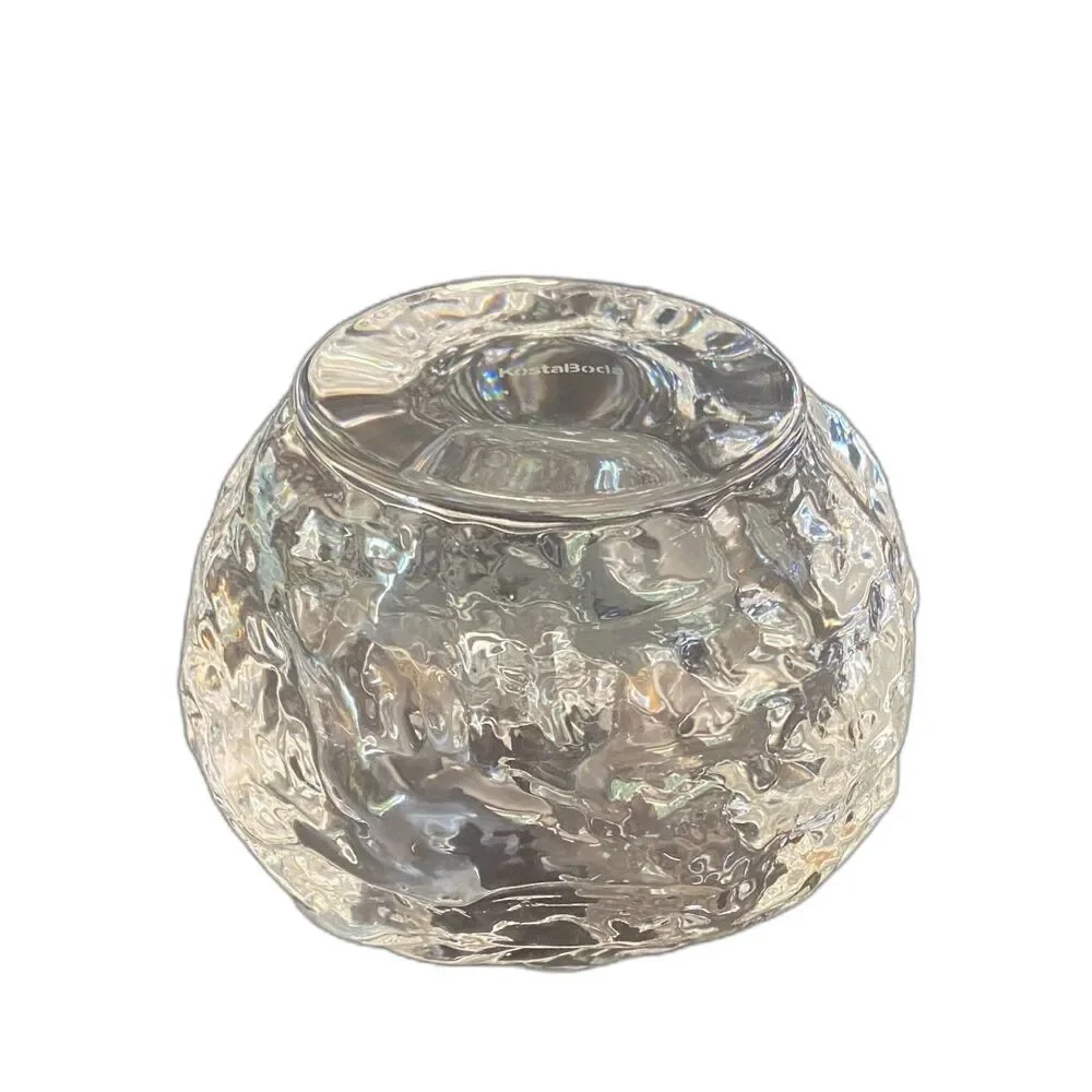 Kosta Boda Sweden Crystal Snowball Votive Candle Holder 3.75” Large